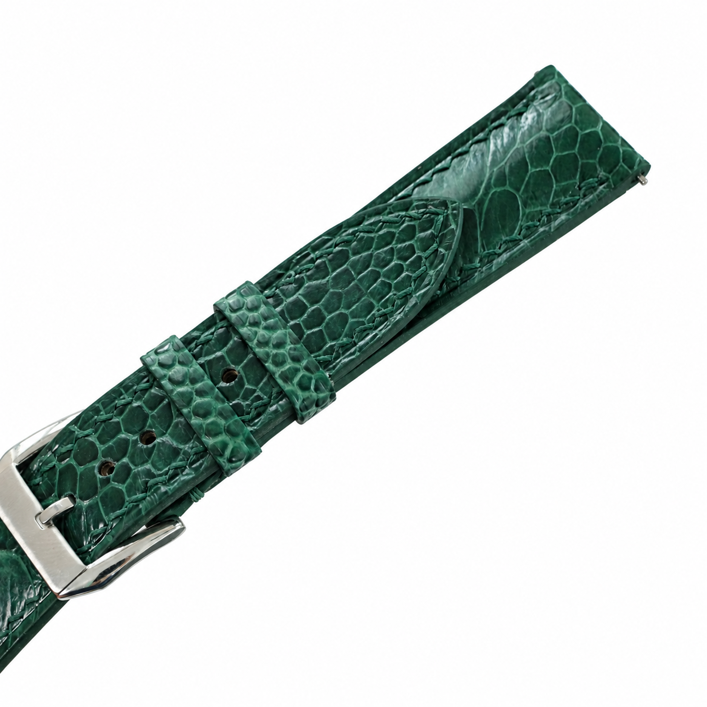 Padded Green Ostrich Leg Leather Watch Strap