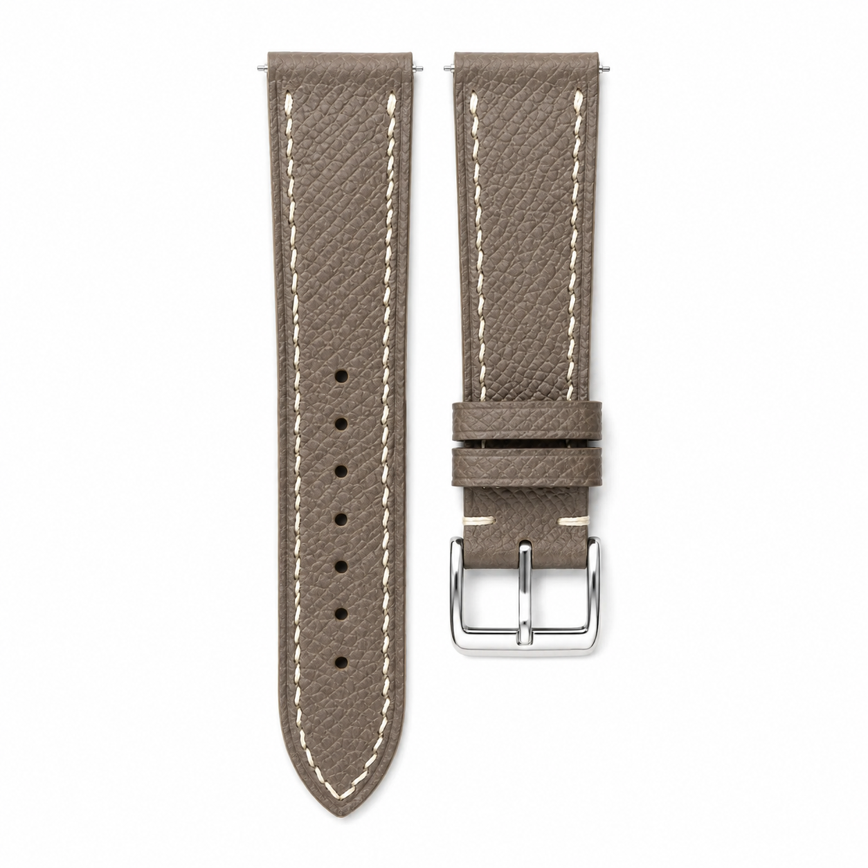 Flat Etoupe Taupe Epsom Leather Watch Strap