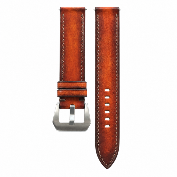 Antique Cognac Patina Vegetable Tanned Leather Watch Strap