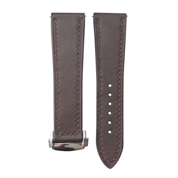 Deployant Chocolate Brown Swift Leather Watch Strap
