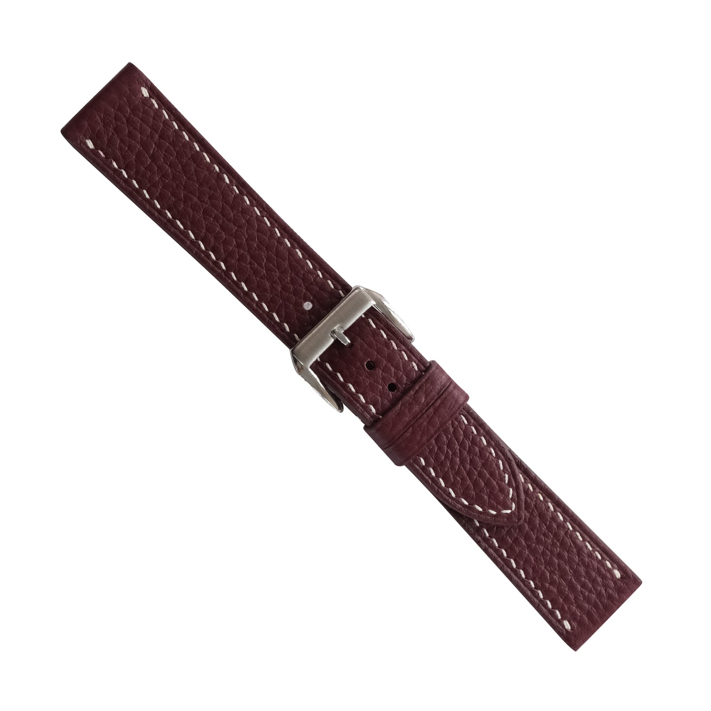 Flat Burgundy Togo Leather Watch Strap