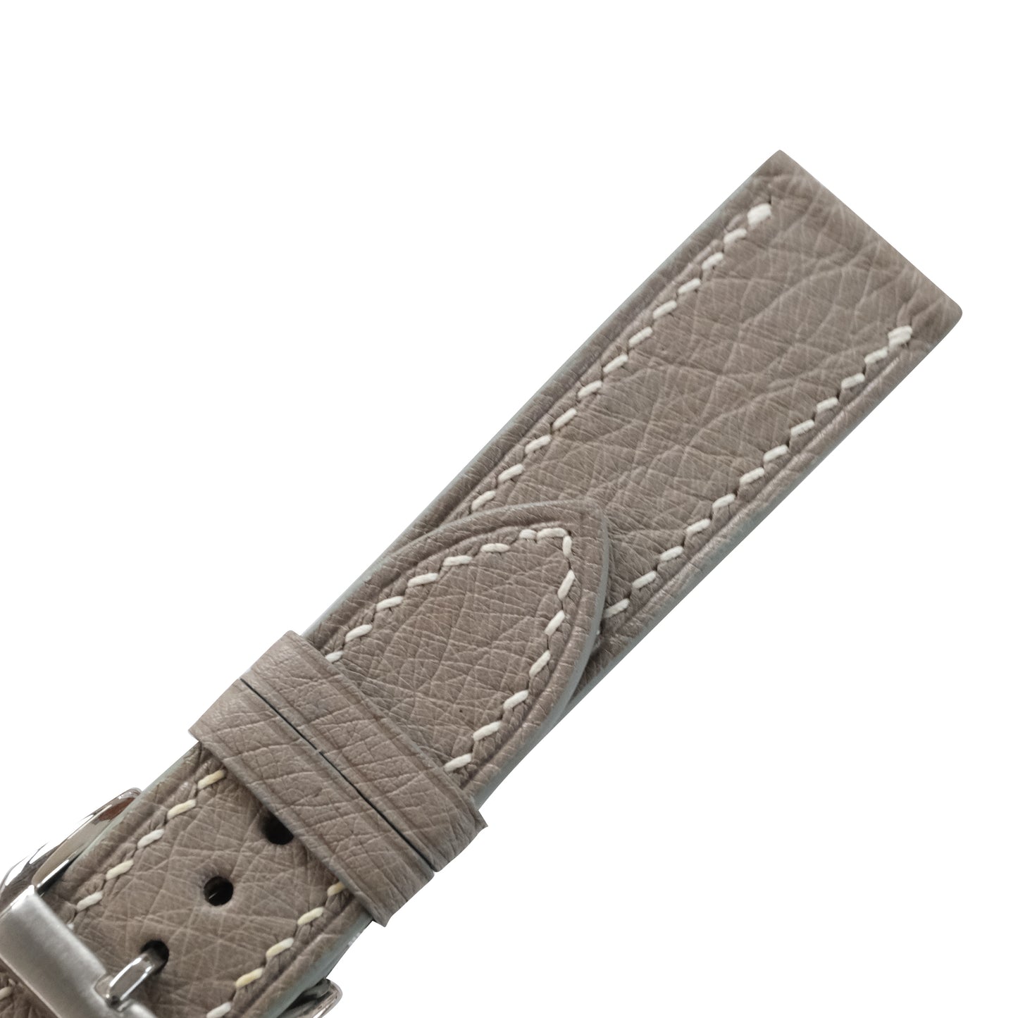Flat Taupe Gray Smooth Ostrich Leather Watch Strap