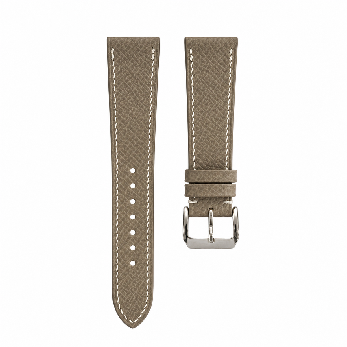 Flat Etoupe Taupe Epsom Leather Watch Strap - Photo 3
