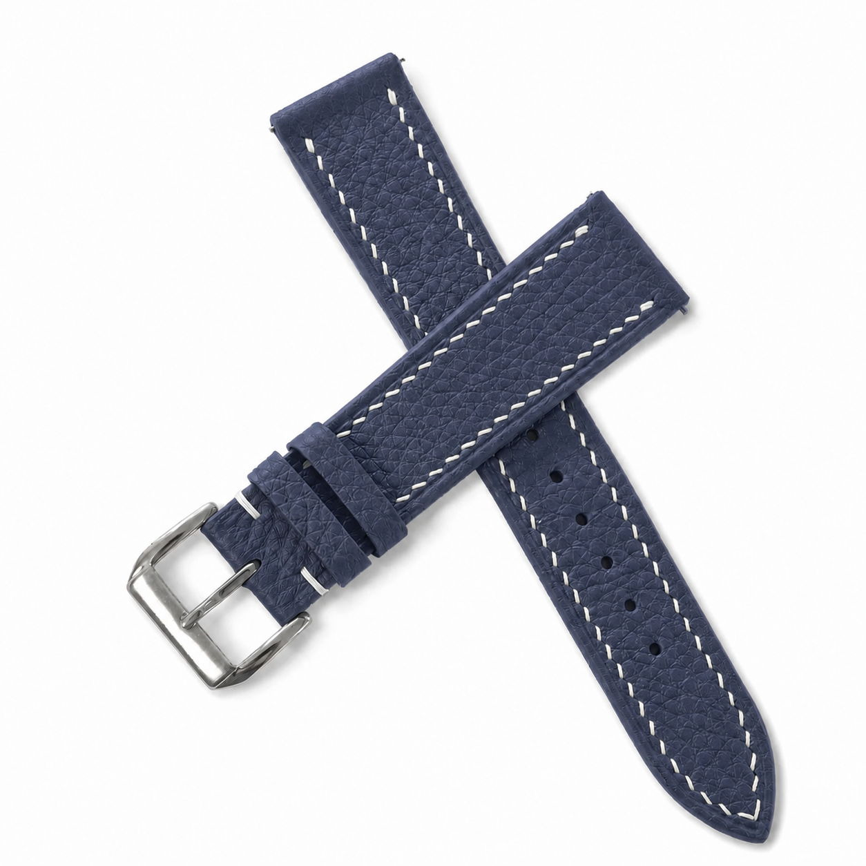 Flat Navy Togo Leather Watch Strap
