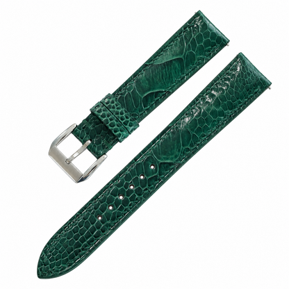 Padded Green Ostrich Leg Leather Watch Strap