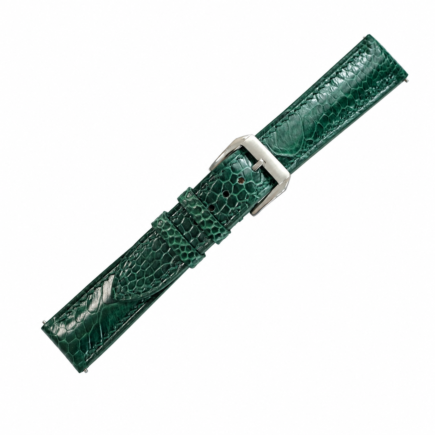 Padded Green Ostrich Leg Leather Watch Strap