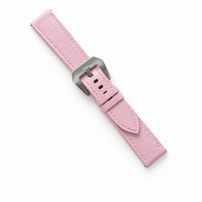 Light Pink Togo Leather Watch Strap - assembled on buckle
