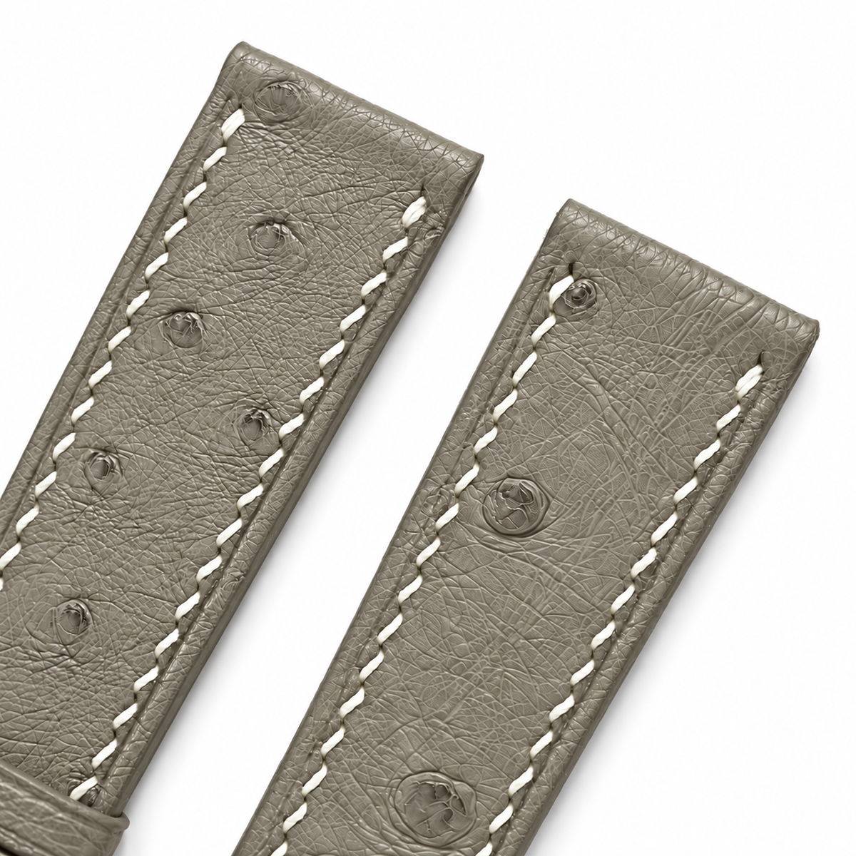 Taupe Ostrich Leather Watch Strap - quill texture detail