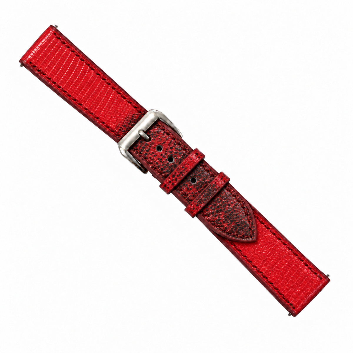 Red Lizard Leather Watch Strap - red lizard scale pattern