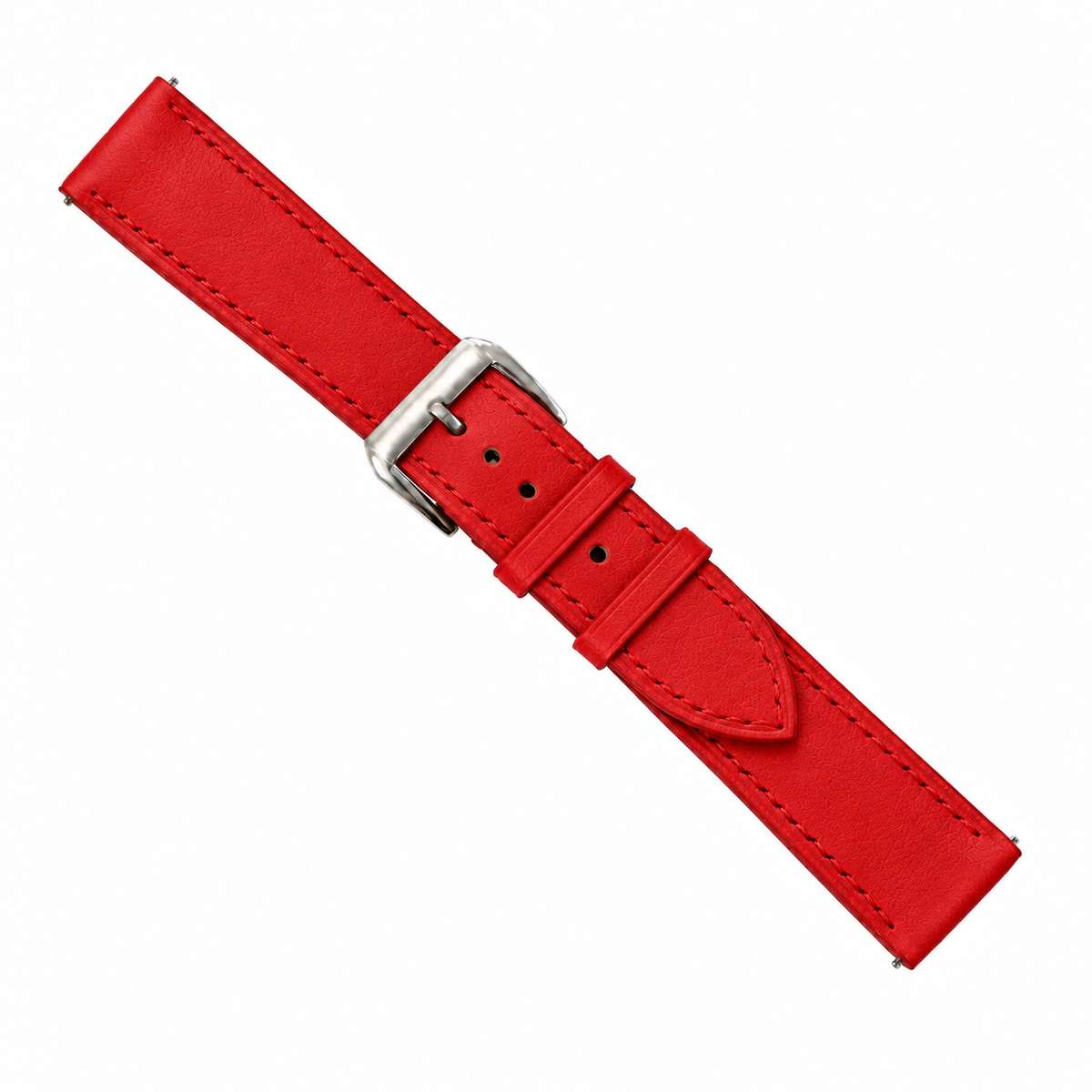Red Swift Leather Watch Strap - assembled on buckle
