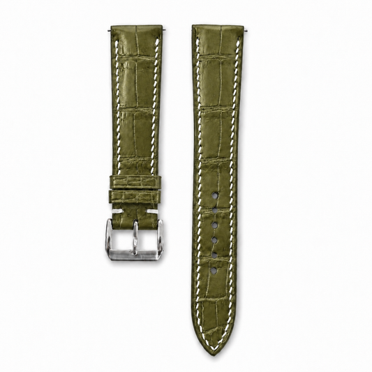 Olive Alligator Leather Watch Strap - hero