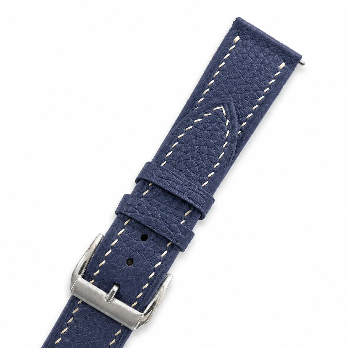 Flat Navy Togo Leather Watch Strap
