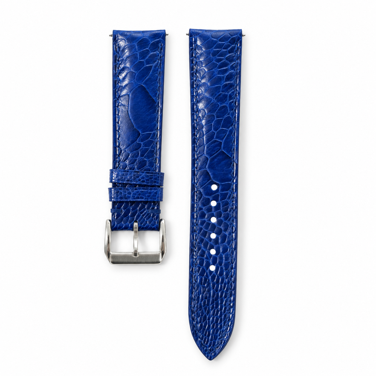 Blue Ostrich Leg Leather Watch Strap - hero