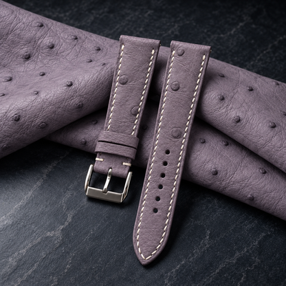 Dusty Mauve Ostrich Leather Watch Strap - hero