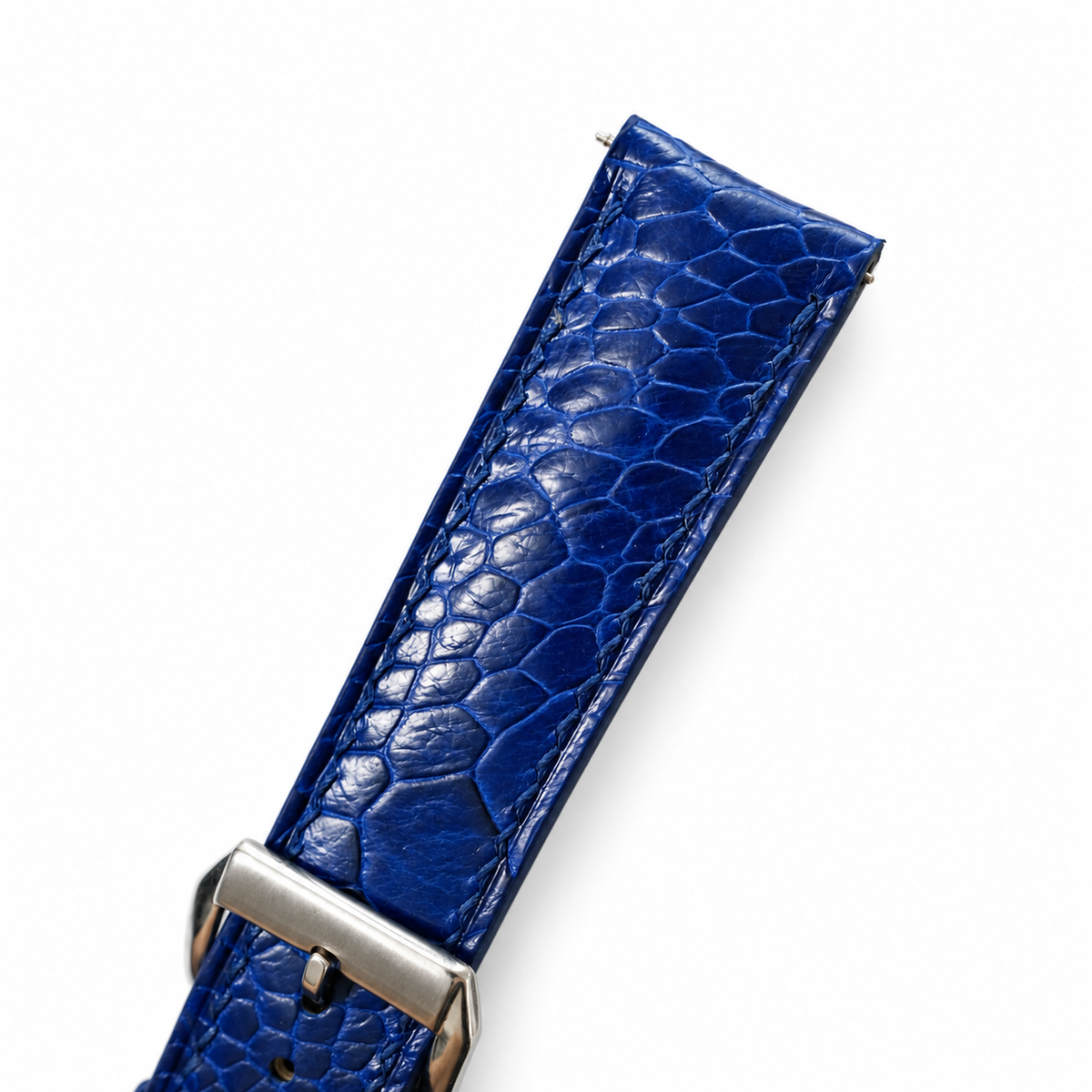 Blue Ostrich Leg Leather Watch Strap - ostrich leg texture