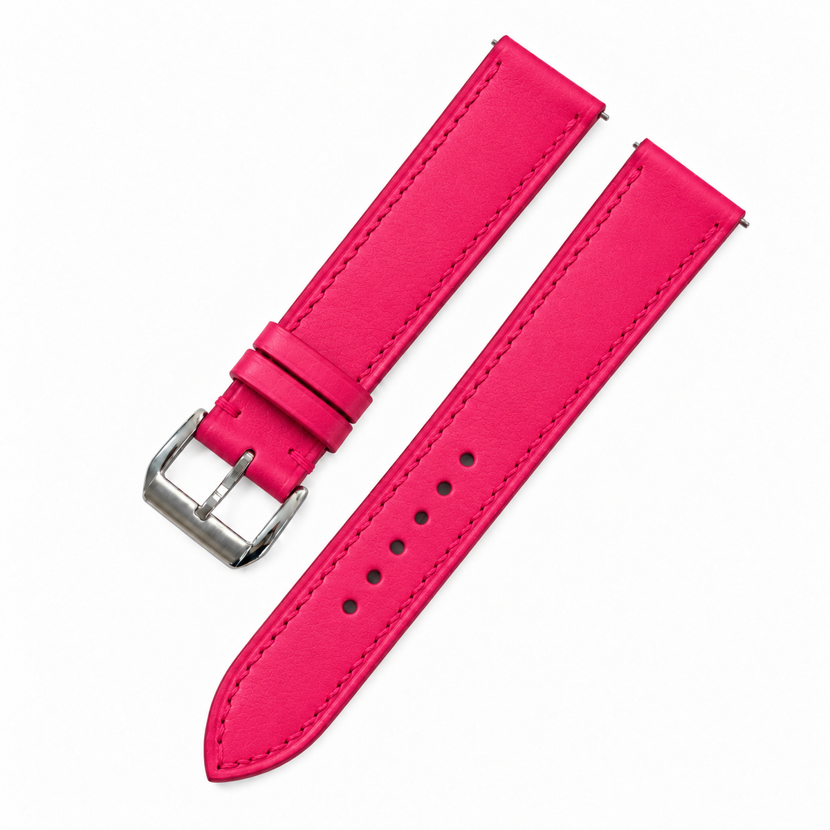 Fuchsia Pink Swift Leather Watch Strap - two piece diagonal