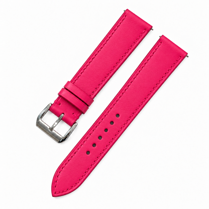 Fuchsia Pink Swift Leather Watch Strap - two piece diagonal