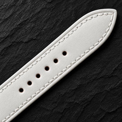 Milky White Swift Leather Watch Strap - on slate detail