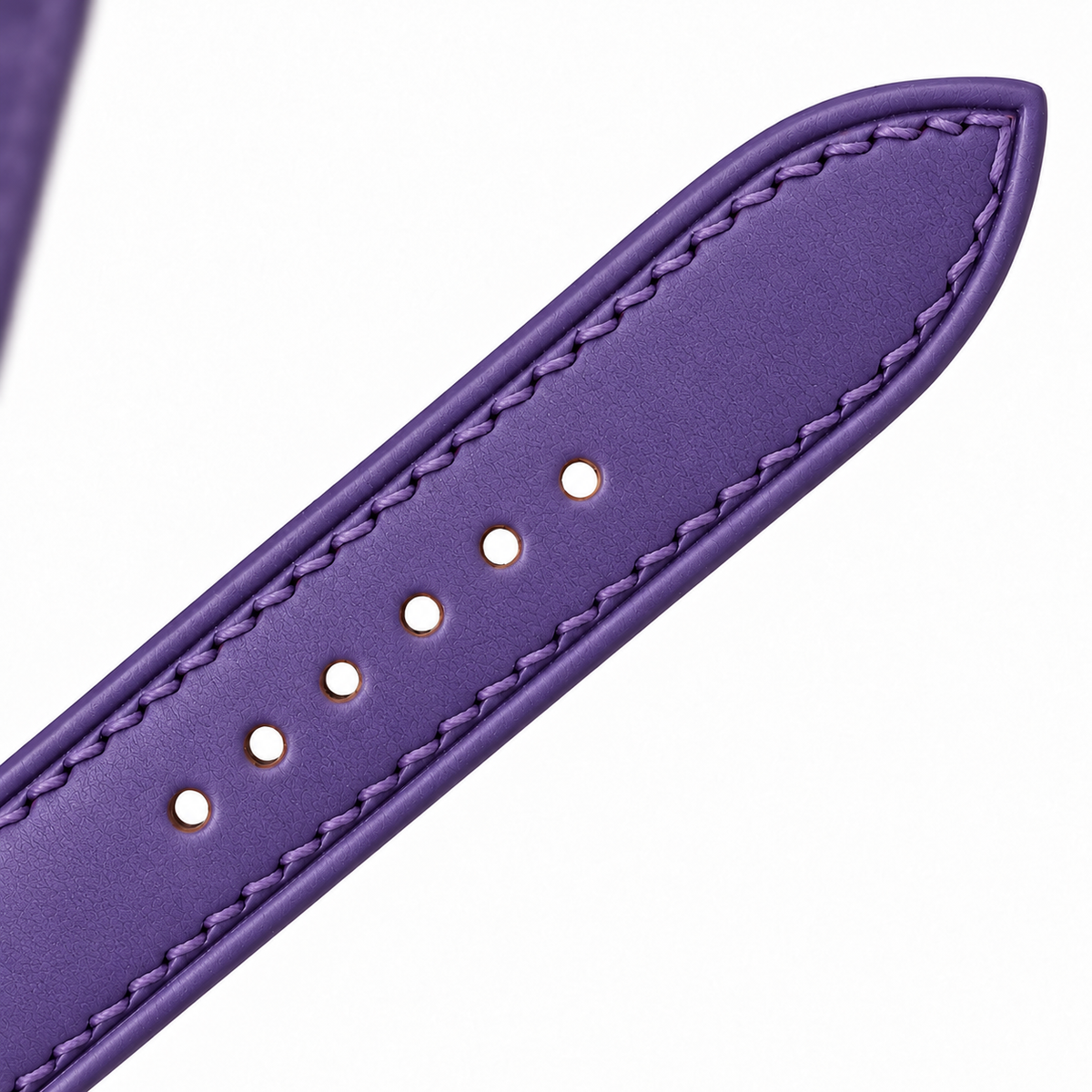 Violet Purple Swift Leather Watch Strap - assembled on buckle