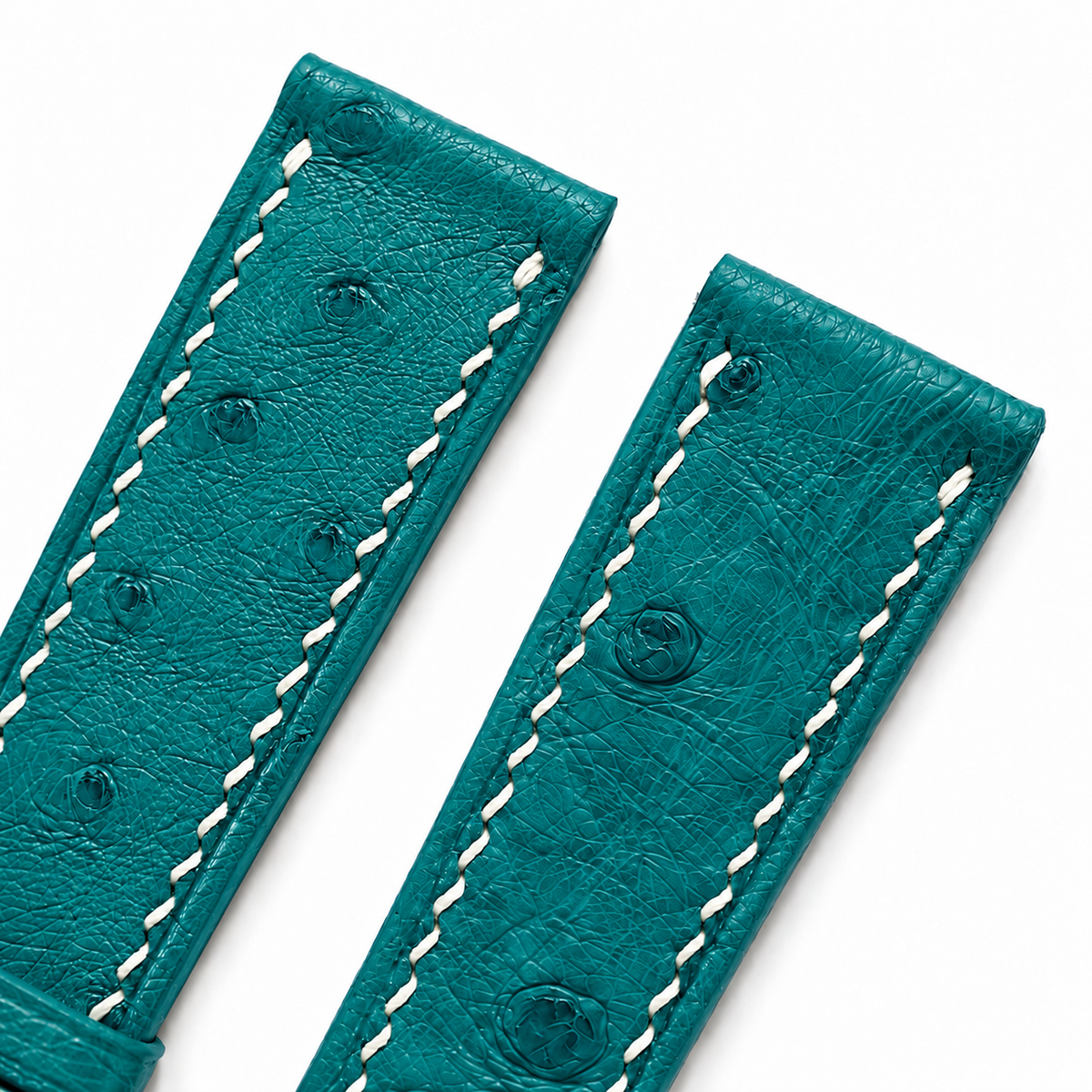 Turquoise Ostrich Leather Watch Strap - quill texture detail