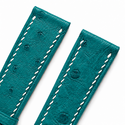 Turquoise Ostrich Leather Watch Strap - quill texture detail