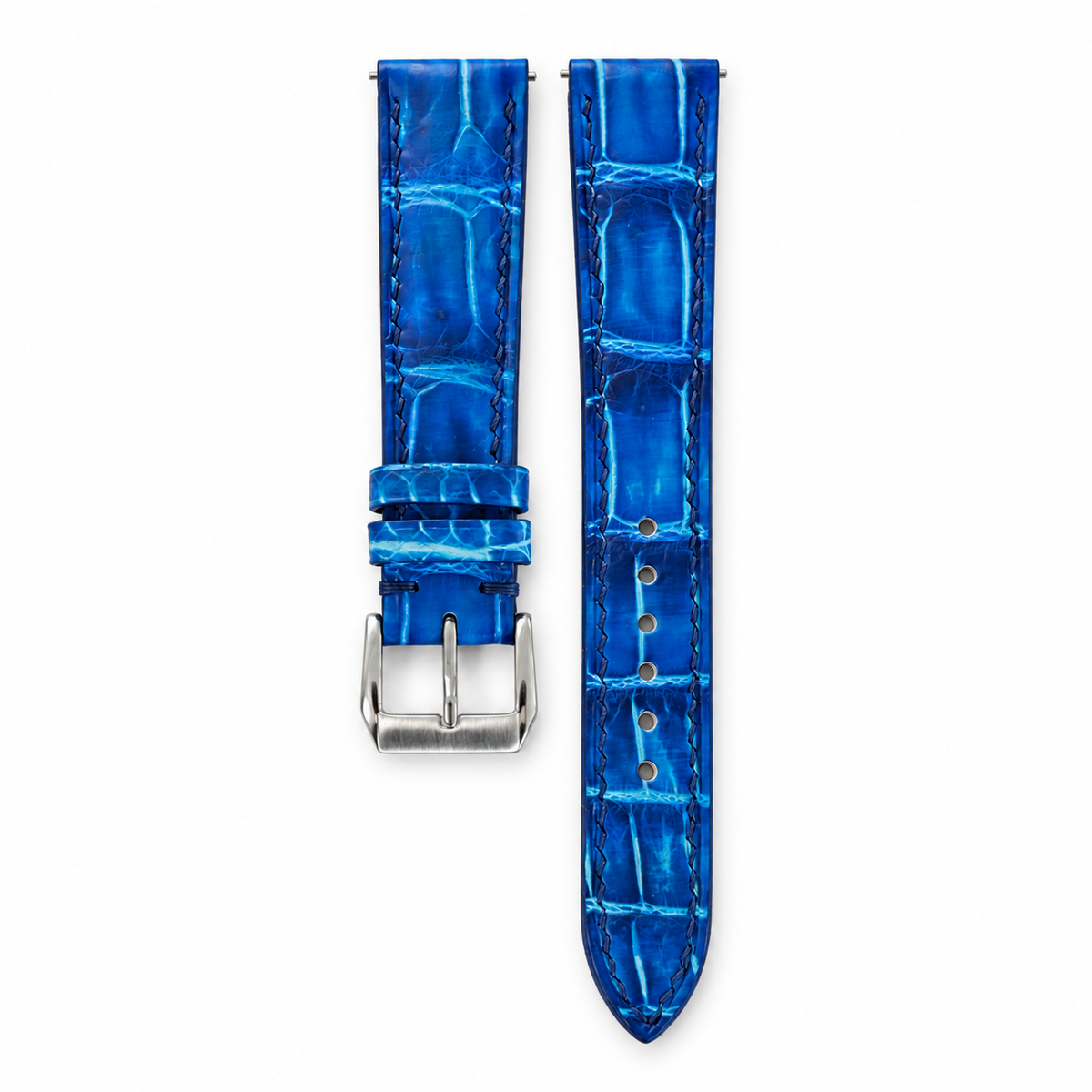 Ocean Blue Patina Alligator Leather Watch Strap - hero