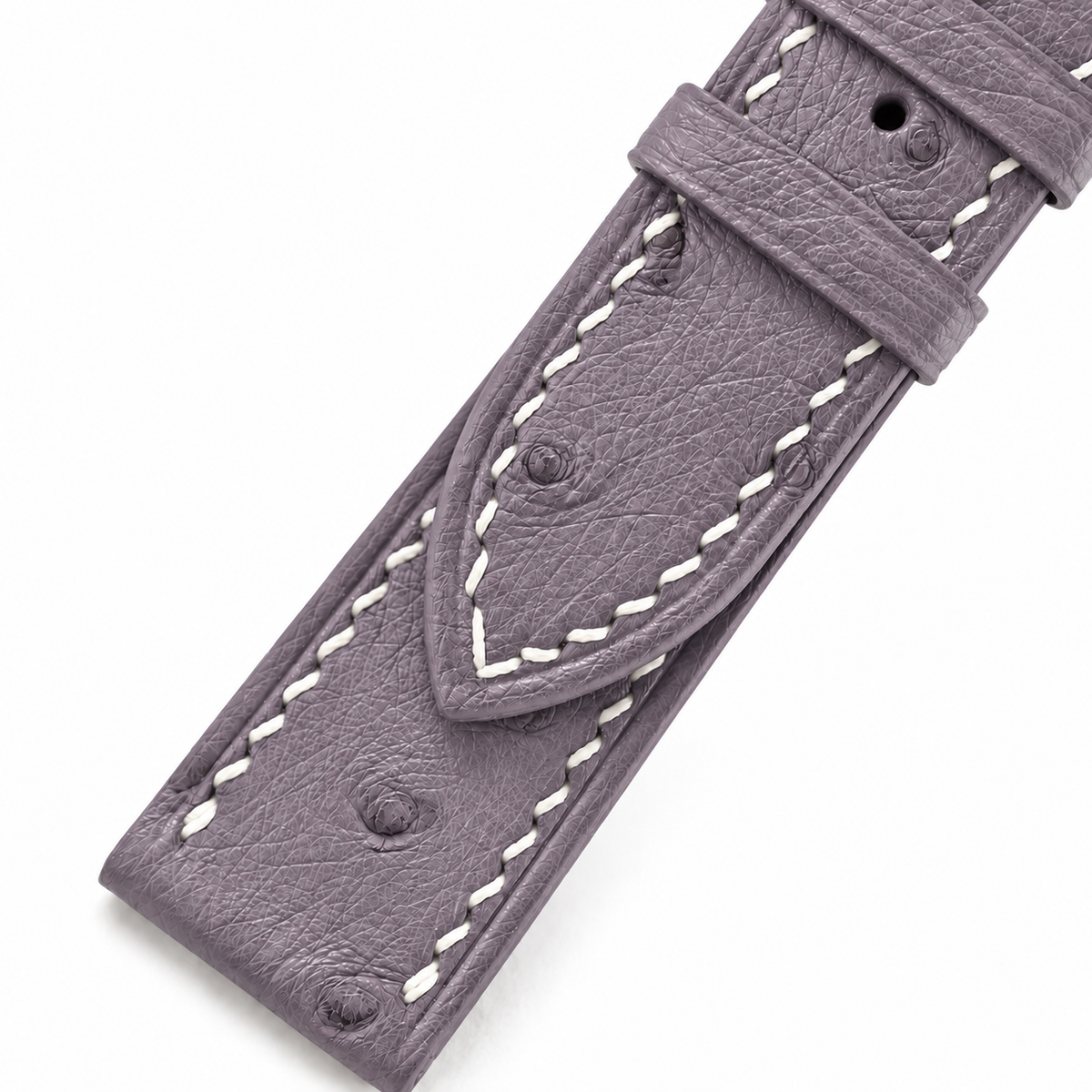 Dusty Mauve Ostrich Leather Watch Strap - keepers detail