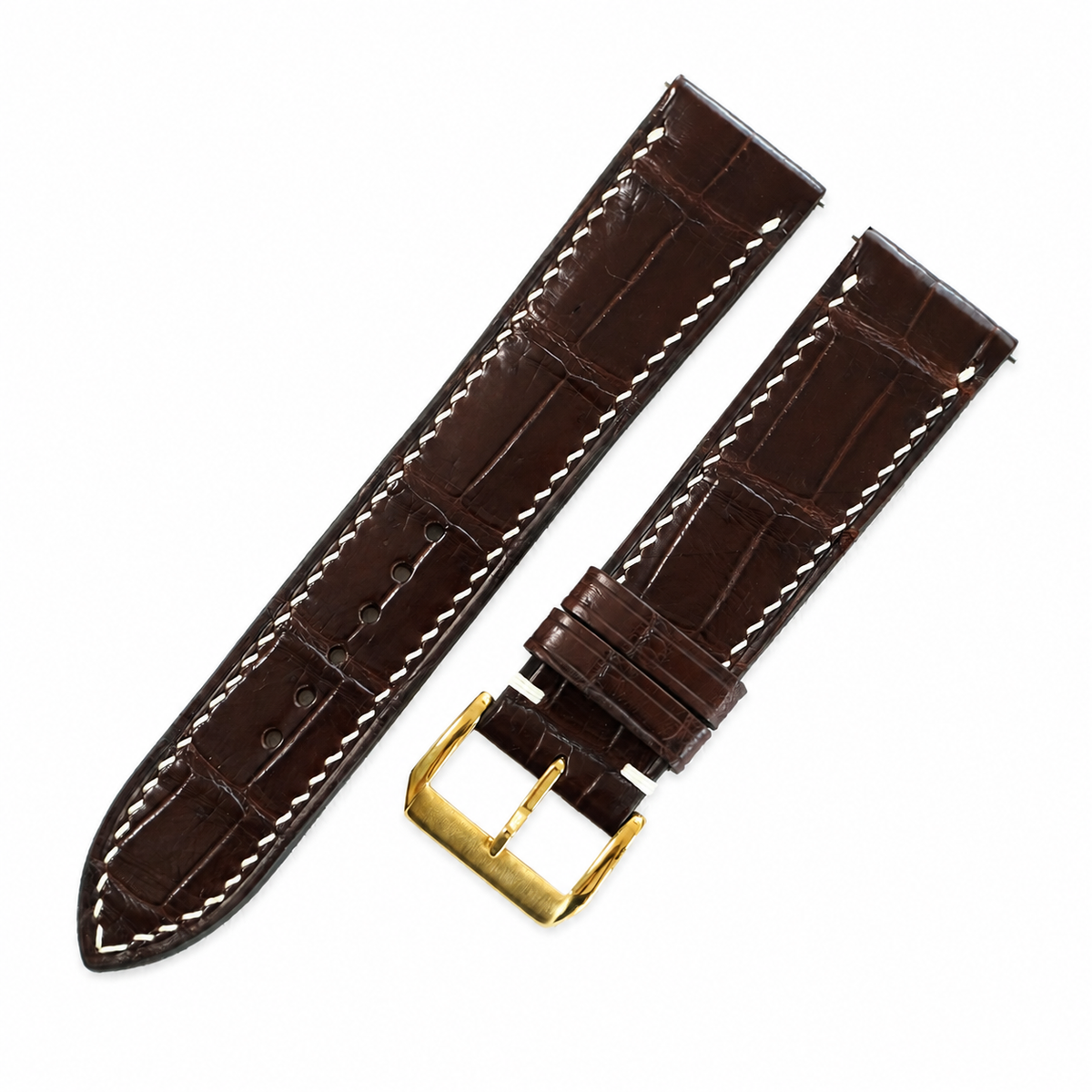 Flat Mahogany Brown Alligator Leather Watch Strap