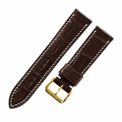 Flat Mahogany Brown Alligator Leather Watch Strap