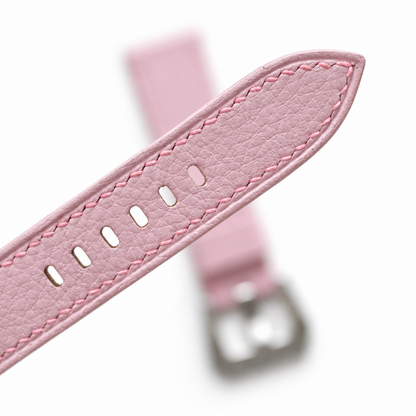 Light Pink Togo Leather Watch Strap - tip and holes