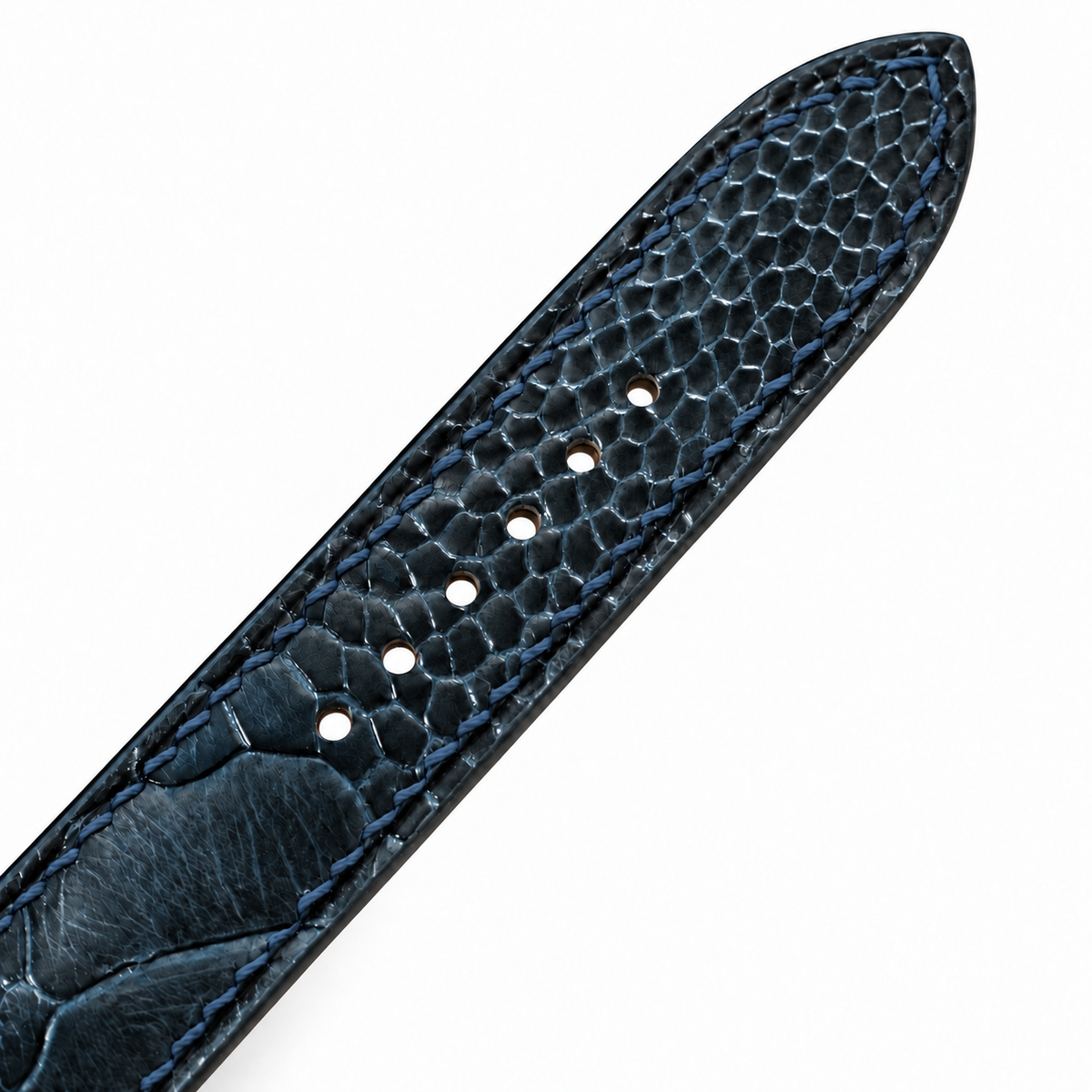 Dark Navy Ostrich Leg Leather Watch Strap - two piece