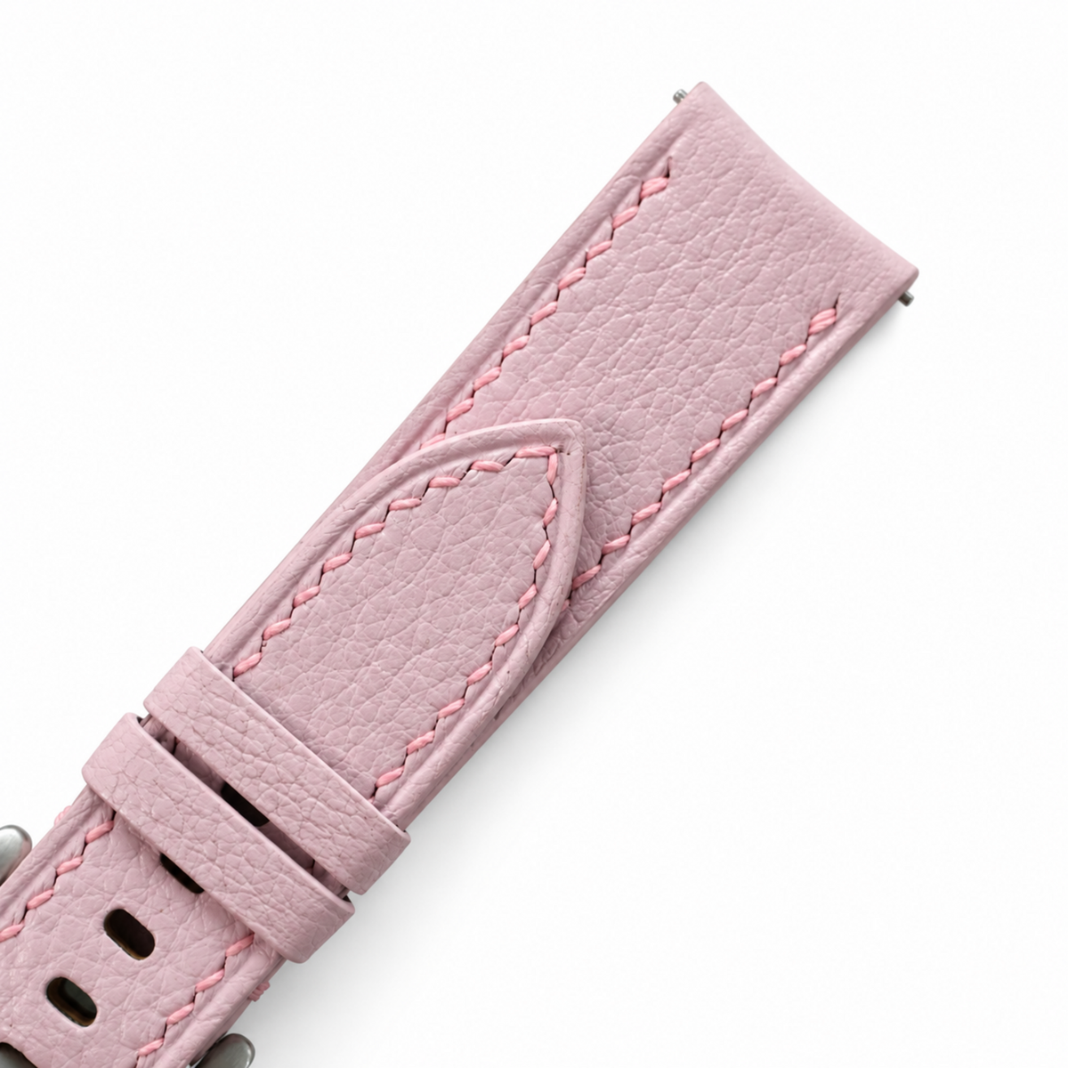 Light Pink Togo Leather Watch Strap - keepers detail