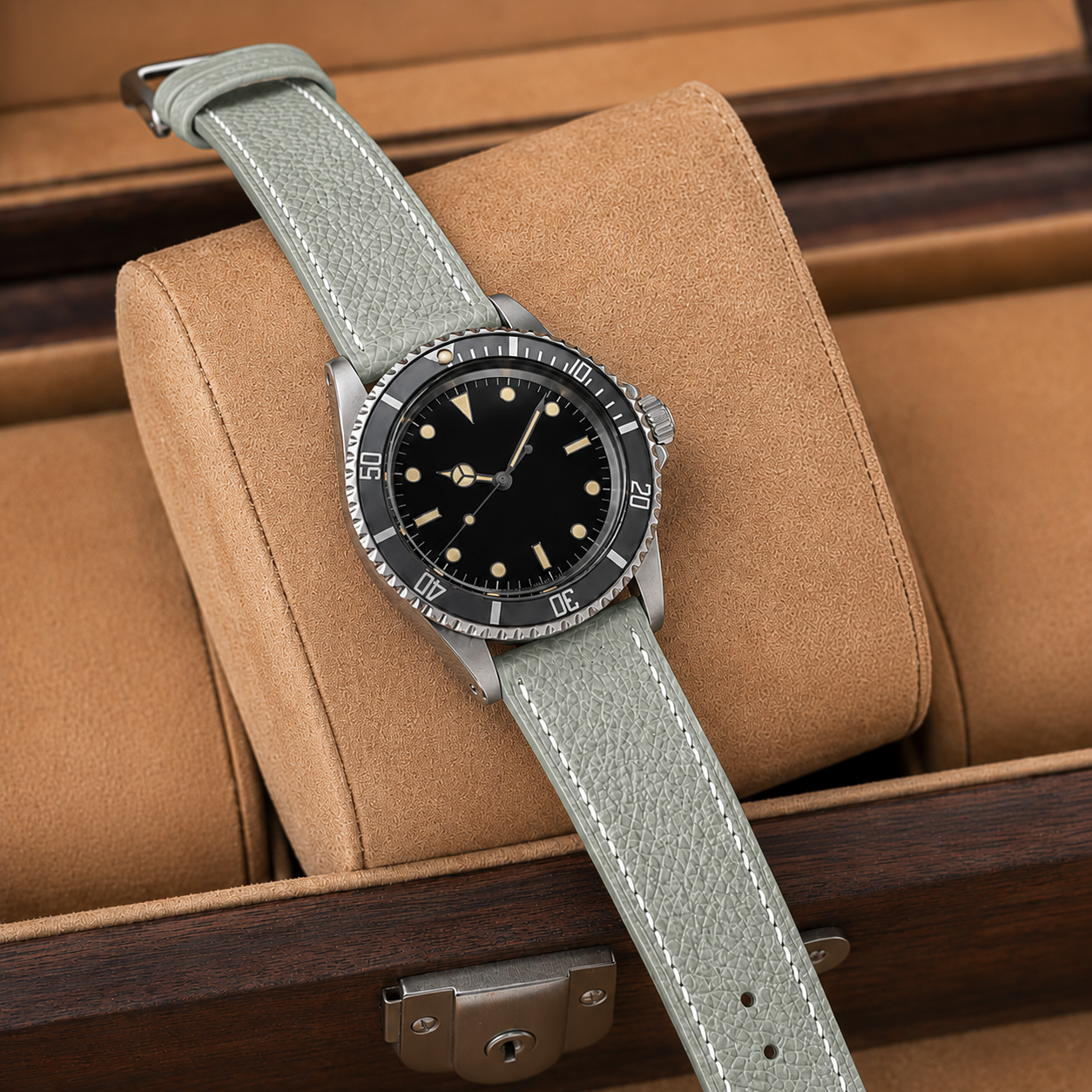 Flat Celadon Green Epsom Leather Watch Strap