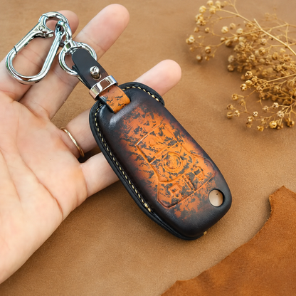 Ford Explorer SUV leather smart key fob cover - speckled patina