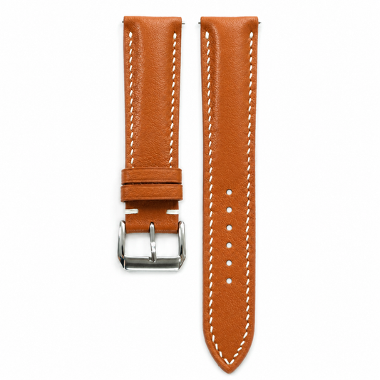 Padded Cognac Brown Swift Leather Watch Strap - Photo 1