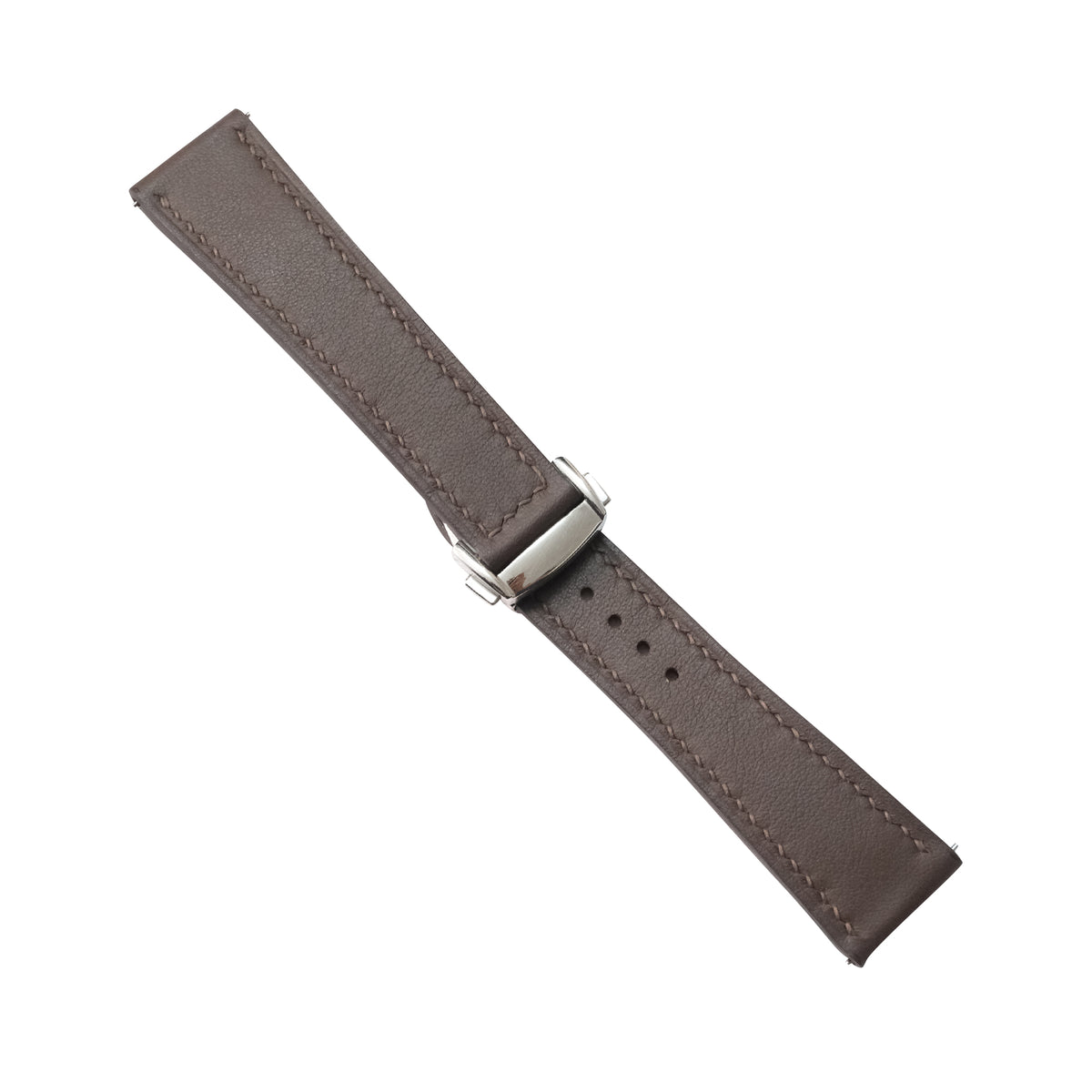 Deployant Chocolate Brown Swift Leather Watch Strap - deployant clasp detail