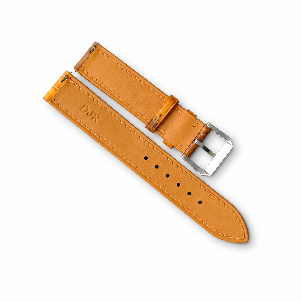British Tan Brown Alligator leather watch strap detail