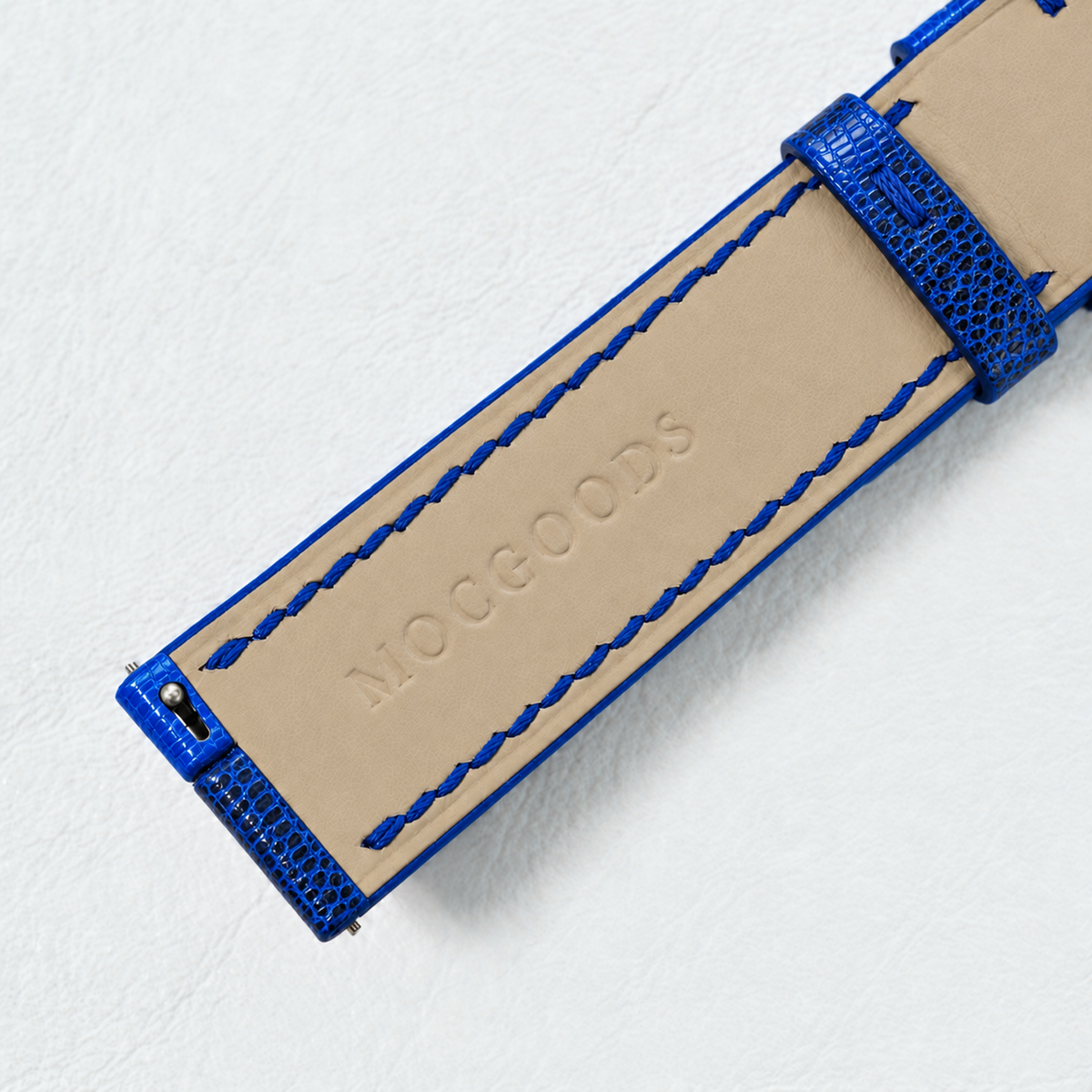 Blue Black Lizard Leather Watch Strap - underside detail