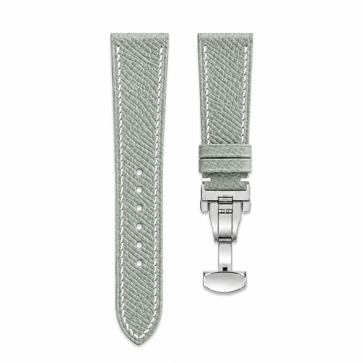 Flat Celadon Green Epsom Leather Watch Strap