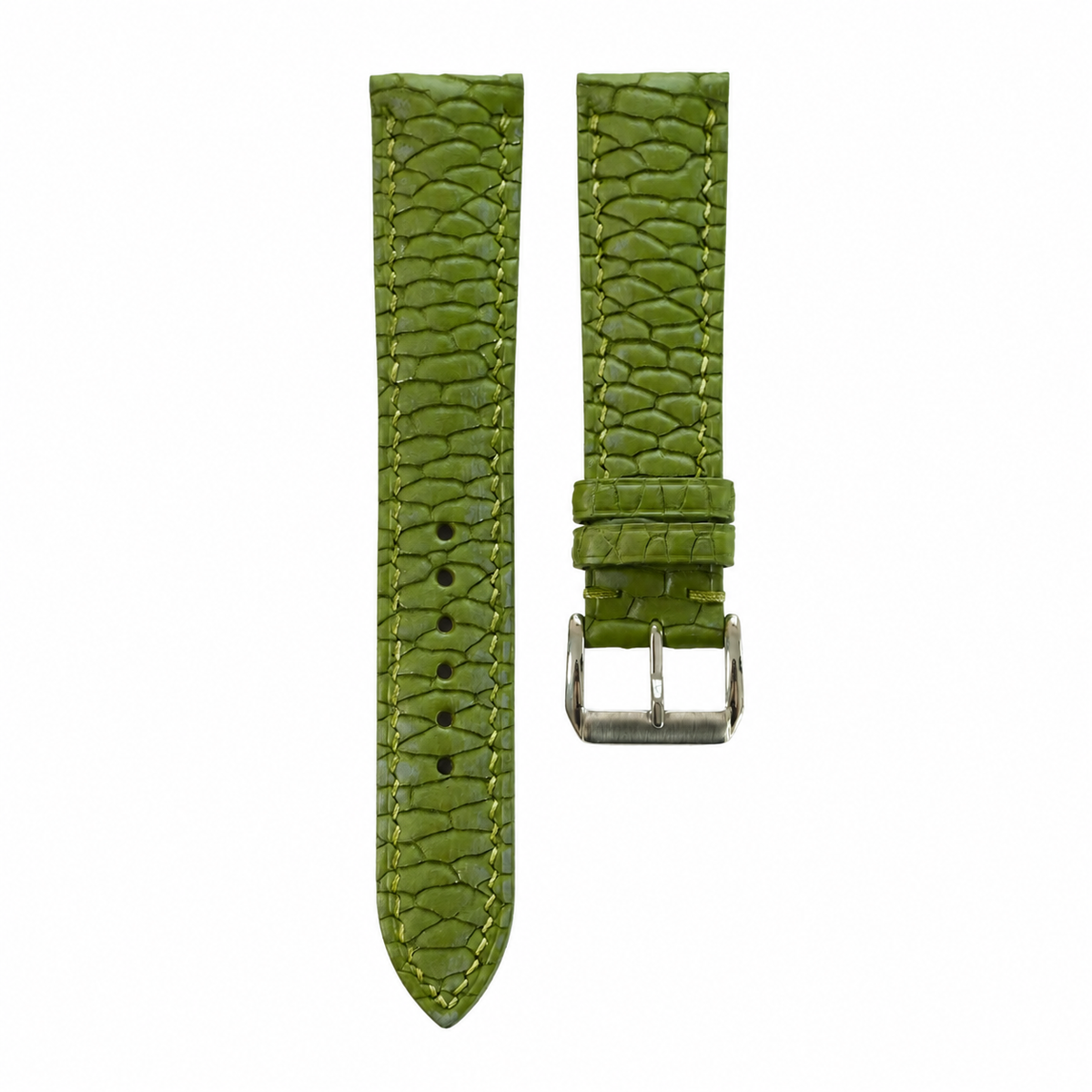 Olive Green Beaver Tail Leather Watch Strap