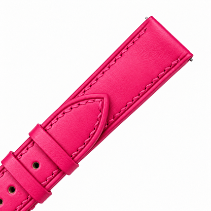 Fuchsia Pink Swift Leather Watch Strap - side profile