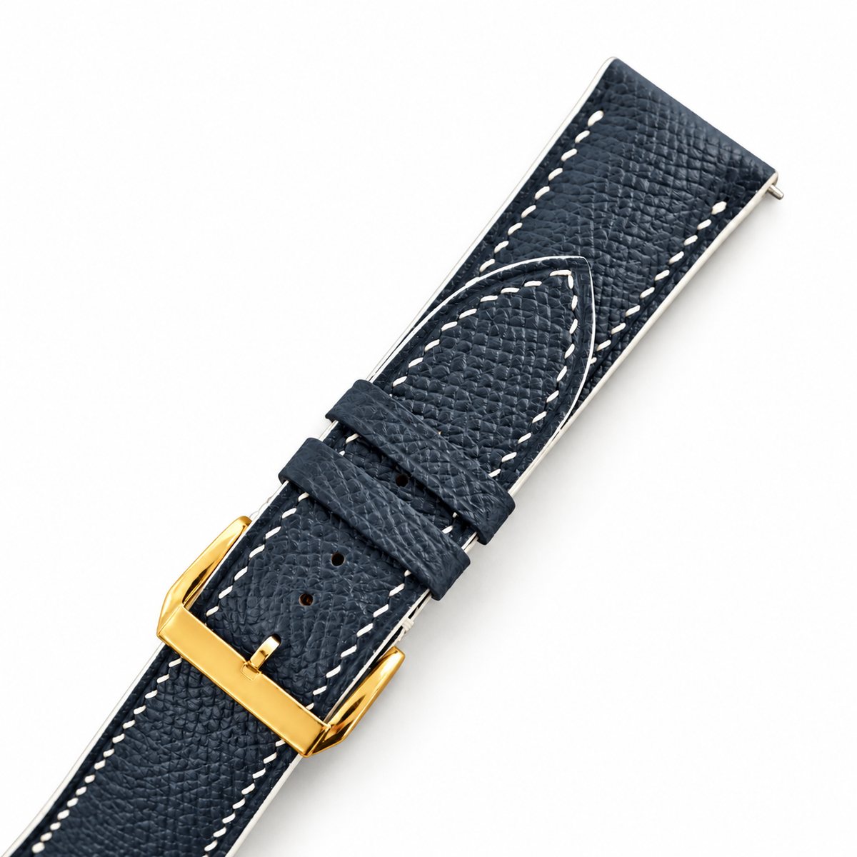 Dark Navy Epsom Leather Watch Strap - side profile edge