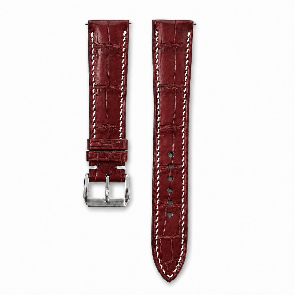 Burgundy Alligator Leather Watch Strap - hero