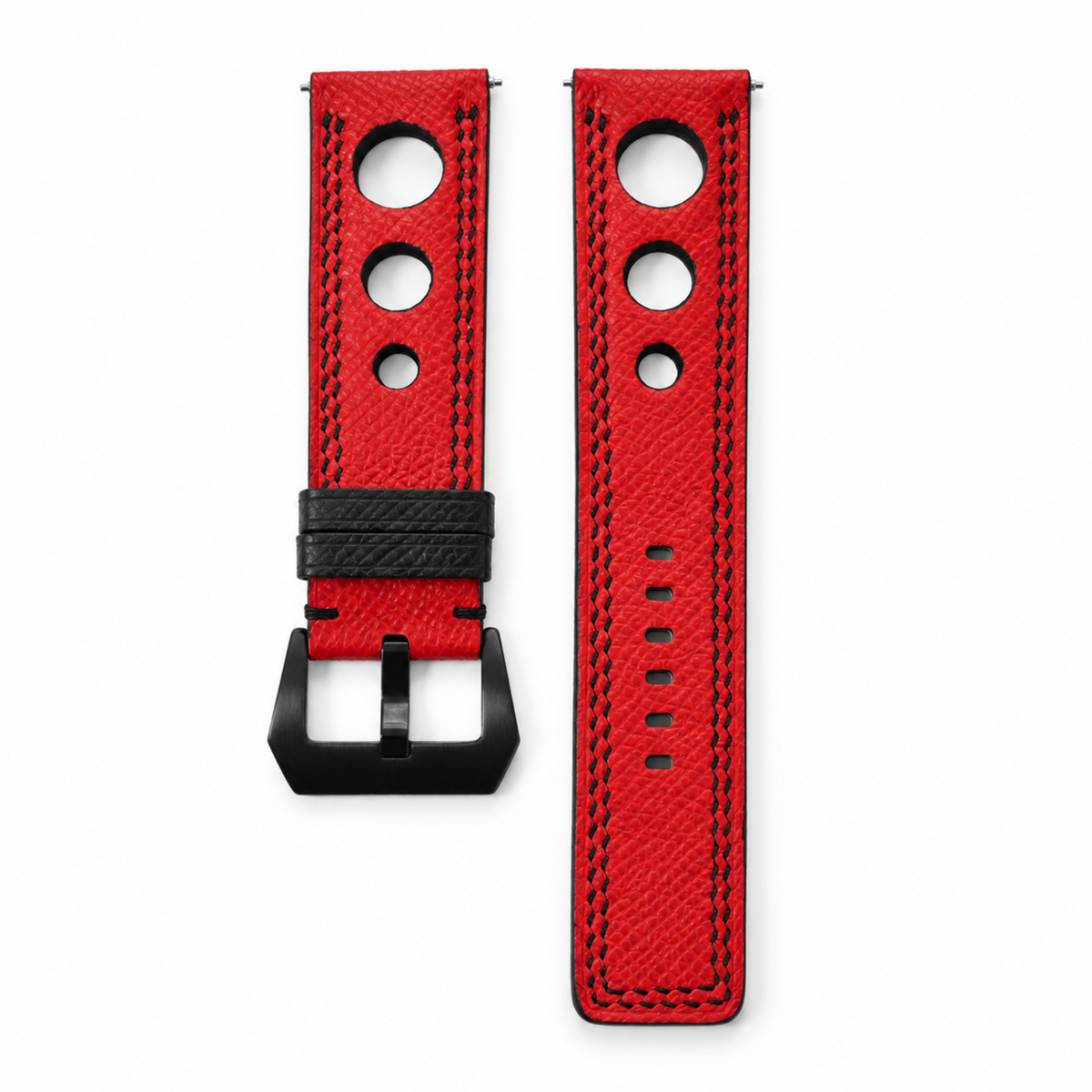 Red 3 Holes Rally Epsom Leather Watch Strap - hero