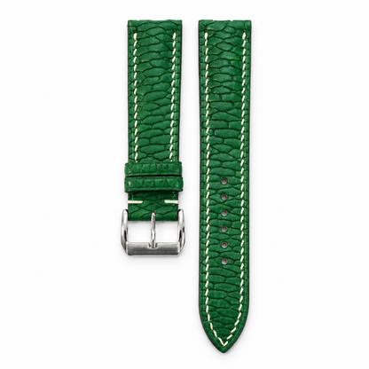 Emerald Green Beaver Tail Leather Watch Strap - hero