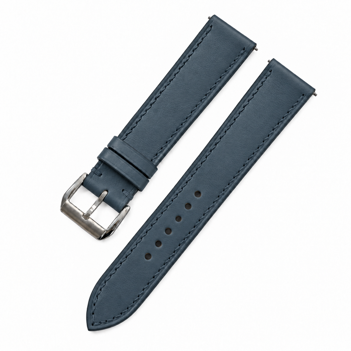 Deep Slate Blue Swift Leather Watch Strap - back and stitching detail
