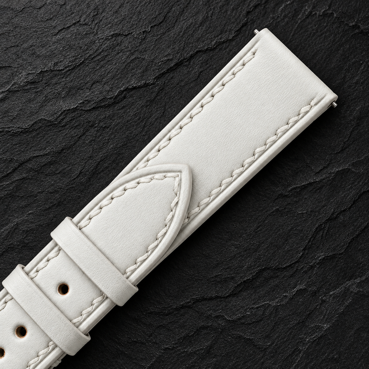 Milky White Swift Leather Watch Strap - two piece diagonal