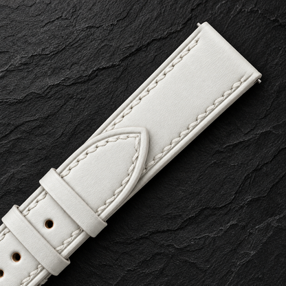 Milky White Swift Leather Watch Strap - two piece diagonal