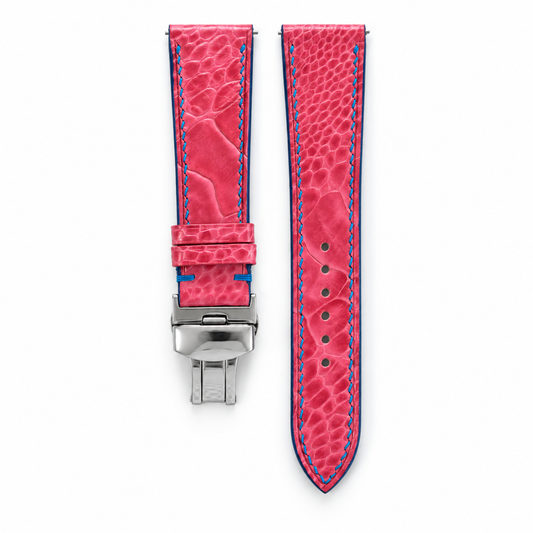 Pink Ostrich Leg Leather Watch Strap - hero