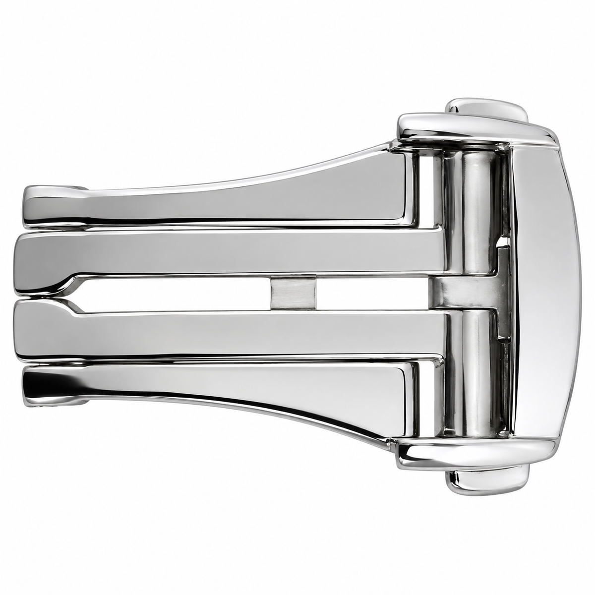Silver deployant hidden-tail folding clasp for watch straps